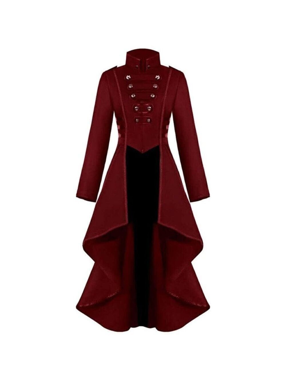 Steampunk Victorian Swallow Tail Long Trench Coat Jacket Red Cosplay Punk NWT